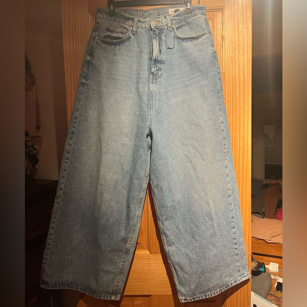 Zara Light Blue Flare & Wide Leg Jeans
